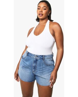 Boohoo Plus Flippy Wide Leg Denim Short - Blue