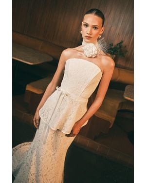 Coast Bandeau Lace Peplum Bridal Top - Black