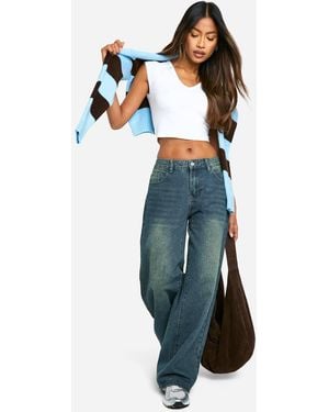 Boohoo Vintage Wash Baggy Boyfriend Jeans - Blue