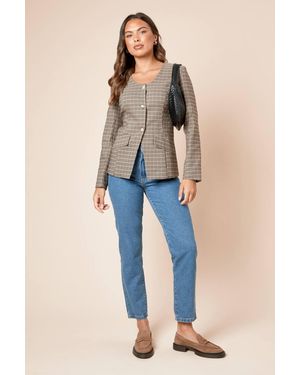 Dorothy Perkins Flannel Scoop Neck Blazer - Blue