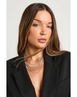 Boohoo Multi Layered Snake Chain Necklace - Black