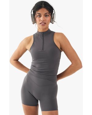 DSGN Studio Ultra Sculpt Padded Zip Racer Sports Bra - Grey