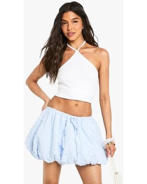 Boohoo Textured Puffball Mini Skirt - White