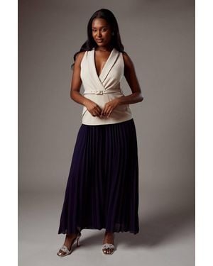 Coast Crepe Pocket Detail Pleated Jumpsuit - Blue