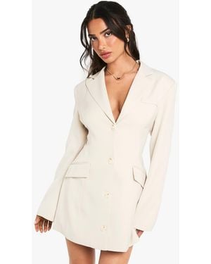 Boohoo Petite Tailored Skater Dress - White