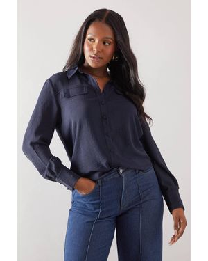 Wallis Pocket Button Through Shirt - Blue