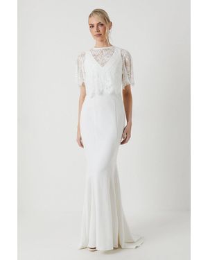 Coast Lace And Stretch Crepe Wedding Dress - White