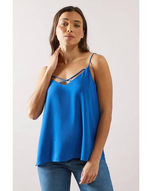Wallis Petite Cross Front Woven Cami - Blue