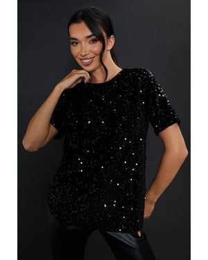 Dorothy Perkins Sequin T-Shirt - Black