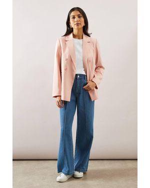 Wallis Double Breasted Collared Blazer - Blue