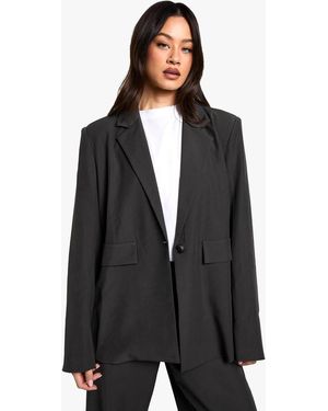 Boohoo Petite Tailored Oversized Blazer - Black