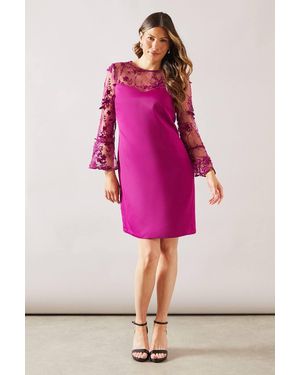 Wallis Occasion Satin And Mesh Overlay Shift Dress - Pink