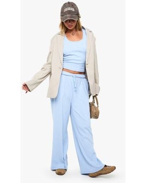 Boohoo Basics Rib Straight Leg Trouser - Blue