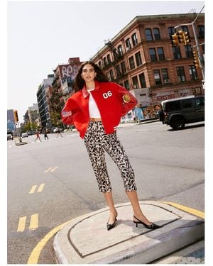 Nasty Gal Leopard Print Capri Pant - Red