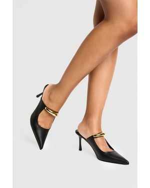Boohoo Hardware Detail Heeled Mules - Black