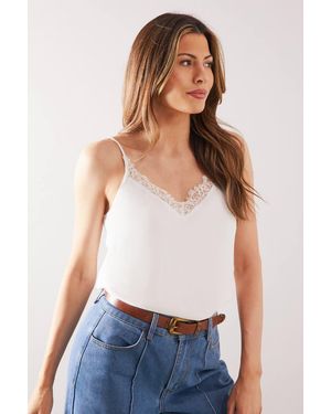 Wallis Lace Trim Viscose Cami - White