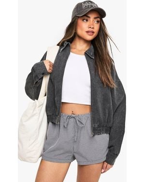 Boohoo Washed Bomber Jacket - Gray