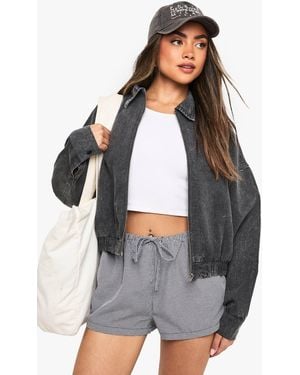 Boohoo Washed Bomber Jacket - Gray