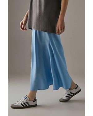 Warehouse Satin Bias Midi Skirt - Blue