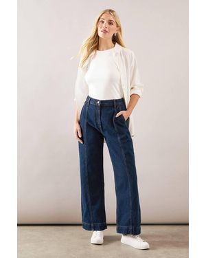 Wallis Petite Seam Detail Wide Leg Jean - Blue