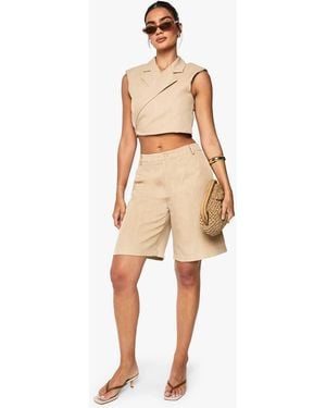 Boohoo Marl Tailored Bermuda Shorts - Natural