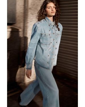 Nasty Gal Eyelet Detail Jean Jacket - Gray