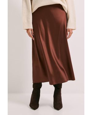 Dorothy Perkins Satin Bias Cut Skirt - Brown