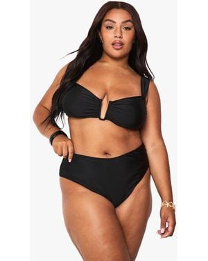 Boohoo Plus U Band Bikini Top & Bikini Bottom Set - Black