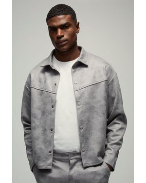 Boohoo Sobrecamisa Oversize De Ante Sintético Estilo Antiguo - Gris