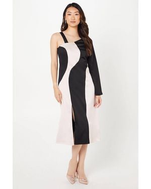 Coast Mono Satin Midi Wedding Guest Dress - Multicolor