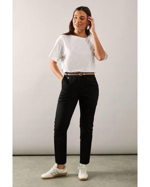 Wallis Petite Stretch Cigarette Belted Pants - Black