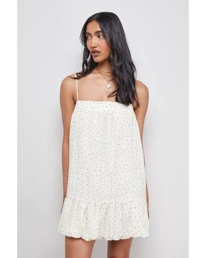 Warehouse Spot Organza Strappy Bubble Hem Mini Dress - Blue