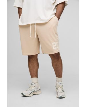 Boohoo Plus 25 Print Basketball Fit Shorts - Neutro