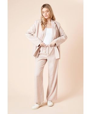 Dorothy Perkins Elasticated Waist Wide Leg Stripe Trouser - Natural