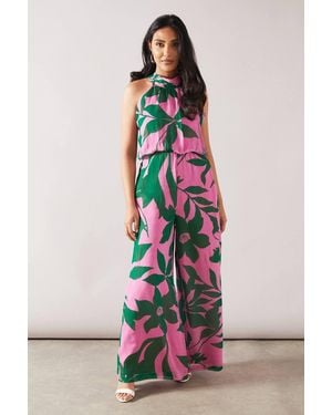 Wallis Petite Viscose Floral Printed Jumpsuit - White