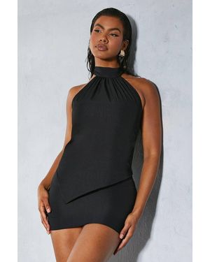 MissPap High Neck Top & Mini Skirt Co-Ord - Black
