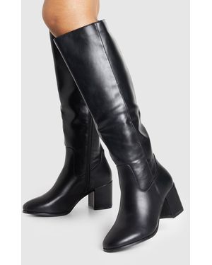 Boohoo Botas De Caña Alta Sin Cierre De Holgura Ancha Gruesas Bajas - Negro