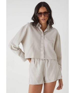 MissPap Seer Sucker Cropped Shirt - Natural