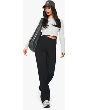Boohoo Ponte Pintuck Slim Flare Pants - Black