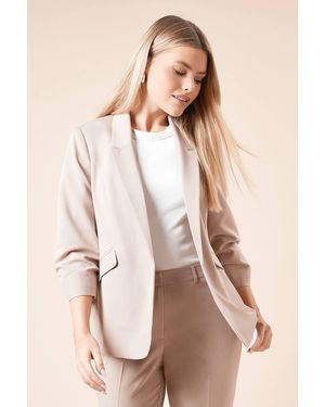 Dorothy Perkins Ruched Sleeve Blazer - Natural