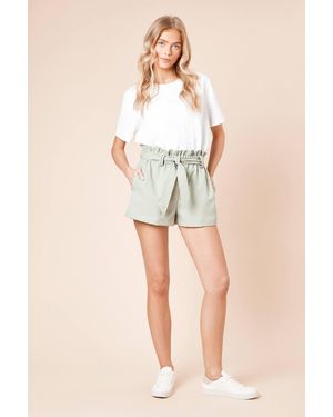 Dorothy Perkins Belted Paper Bag Shorts - Green