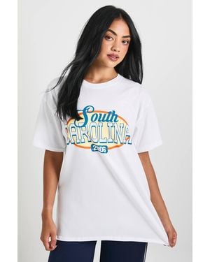 Boohoo South Carolina Printed T-Shirt - White
