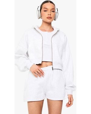 Boohoo High Waist Sweatshort With Internal Drawcord - White