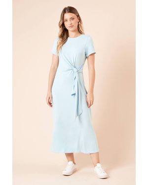 Dorothy Perkins Tie Detail Short Sleeve Jersey Midi Dress - Blue