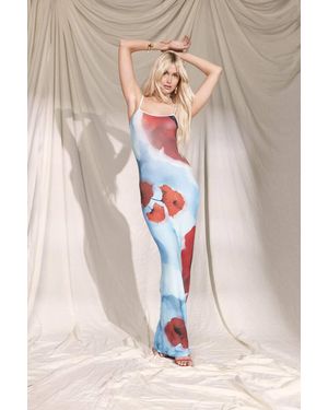 Boohoo Sheer Floral Strappy Maxi Dress - Natural