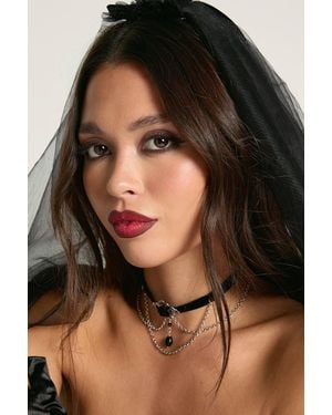 Boohoo Halloween Statement Velvet Choker - Black