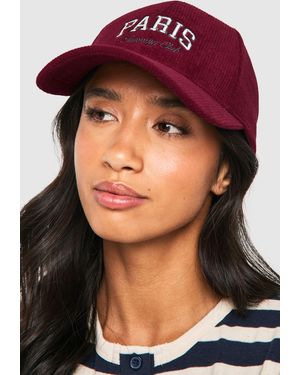 Boohoo Corduroy Slogan Cap - Marrón