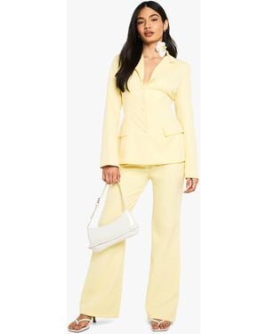 Boohoo Slim Flare Tailored Trouser - Yellow