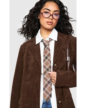 Boohoo Tonal Flannel Tie - Brown