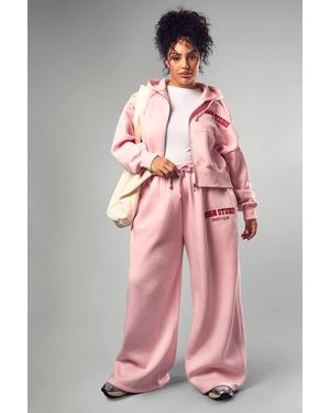 Boohoo Plus Embroidered Straight Let Jogger - Pink